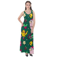 Funny Decoration Christmas Pattern Background Sleeveless Velour Maxi Dress by Vaneshart