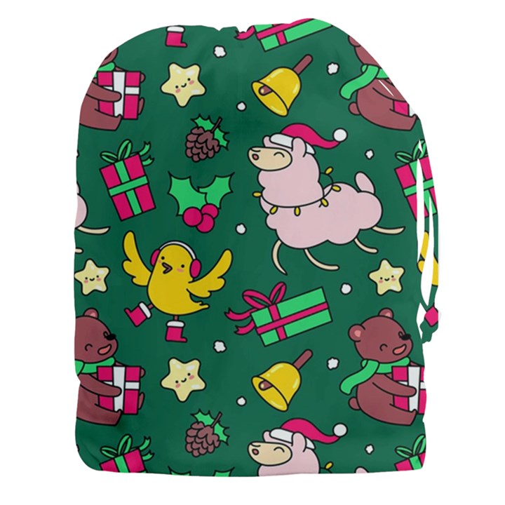 Funny Decoration Christmas Pattern Background Drawstring Pouch (3XL)