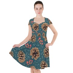 Christmas Seamless Pattern Cap Sleeve Midi Dress by Vaneshart