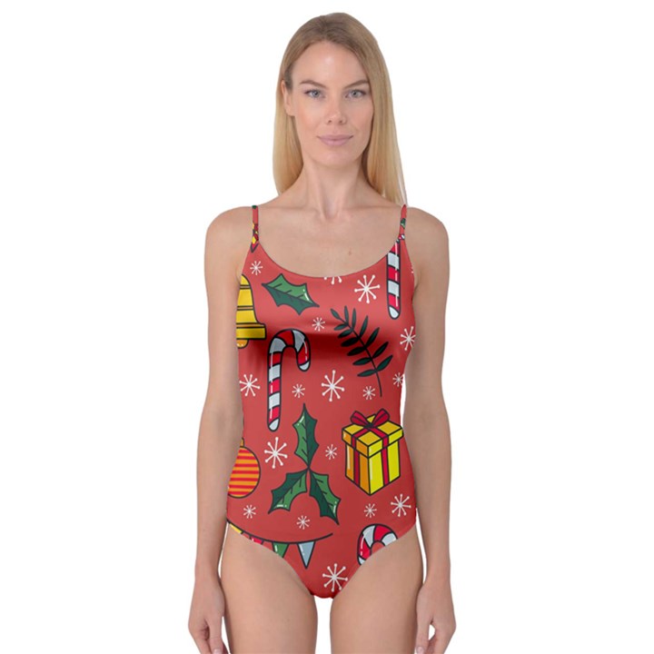 Colorful Funny Christmas Pattern Camisole Leotard 