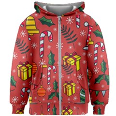 Colorful Funny Christmas Pattern Kids  Zipper Hoodie Without Drawstring by Vaneshart