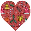 Colorful Funny Christmas Pattern Wooden Puzzle Heart View1