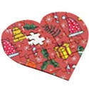 Colorful Funny Christmas Pattern Wooden Puzzle Heart View3