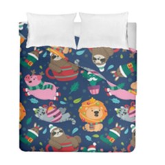 Funny Animal Christmas Pattern Duvet Cover Double Side (full/ Double Size) by Vaneshart