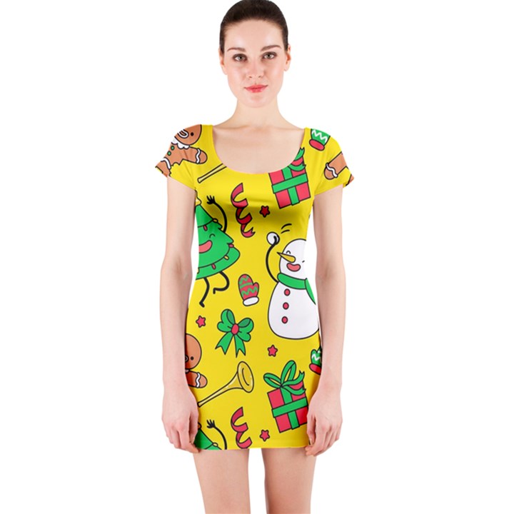 Funny Decoration Christmas Pattern Short Sleeve Bodycon Dress