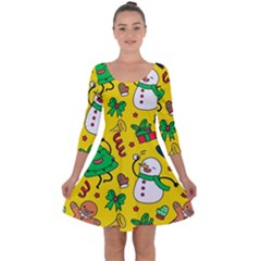 Funny Decoration Christmas Pattern Quarter Sleeve Skater Dress by Vaneshart