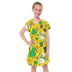 Funny Decoration Christmas Pattern Kids  Drop Waist Dress by Vaneshart