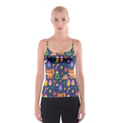 Colorful Funny Christmas Pattern Spaghetti Strap Top by Vaneshart