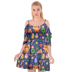 Colorful Funny Christmas Pattern Cutout Spaghetti Strap Chiffon Dress by Vaneshart