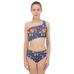 Colorful Funny Christmas Pattern Spliced Up Two Piece Swimsuit by Vaneshart