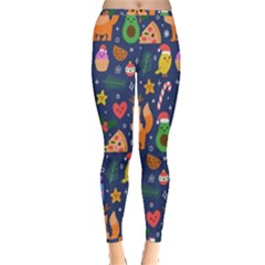 Colorful Funny Christmas Pattern Inside Out Leggings by Vaneshart