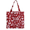 Christmas Seamless Pattern Icons Zipper Grocery Tote Bag View1