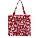 Christmas Seamless Pattern Icons Zipper Grocery Tote Bag View2