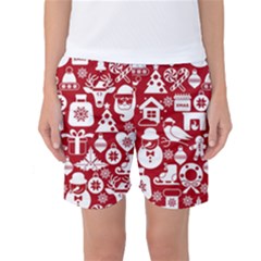 Christmas Seamless Pattern Icons Women s Basketball Shorts by Vaneshart