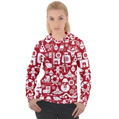 Christmas Seamless Pattern Icons Women s Overhead Hoodie