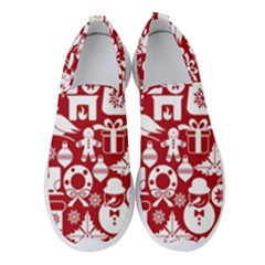 Christmas Seamless Pattern Icons Women s Slip On Sneakers