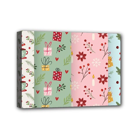 Flat Christmas Pattern Collection Mini Canvas 7  X 5  (stretched) by Vaneshart