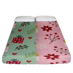 Flat Christmas Pattern Collection Fitted Sheet (king Size) by Vaneshart