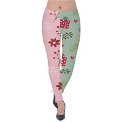 Flat Christmas Pattern Collection Velvet Leggings by Vaneshart