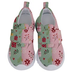 Flat Christmas Pattern Collection Kids  Velcro No Lace Shoes by Vaneshart