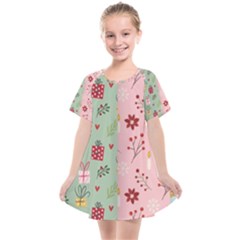 Flat Christmas Pattern Collection Kids  Smock Dress by Vaneshart