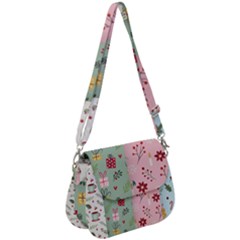 Flat Christmas Pattern Collection Saddle Handbag by Vaneshart