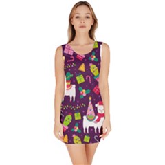 Colorful Funny Christmas Pattern Bodycon Dress by Vaneshart