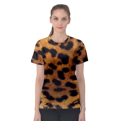 Leopard Skin Pattern Background Women s Sport Mesh Tee by Vaneshart