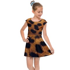 Leopard Skin Pattern Background Kids  Cap Sleeve Dress by Vaneshart