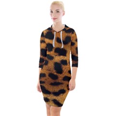 Leopard Skin Pattern Background Quarter Sleeve Hood Bodycon Dress by Vaneshart