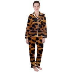 Leopard Skin Pattern Background Satin Long Sleeve Pyjamas Set by Vaneshart