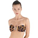 Leopard Skin Pattern Background Twist Bandeau Bikini Top View1