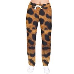 Leopard Skin Pattern Background Women Velvet Drawstring Pants