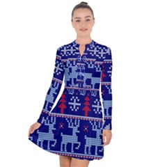 Knitted Christmas Pattern Long Sleeve Panel Dress by Vaneshart