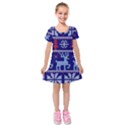 Knitted Christmas Pattern Kids  Short Sleeve Velvet Dress View1