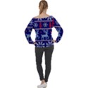 Knitted Christmas Pattern Off Shoulder Long Sleeve Velour Top View2