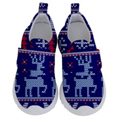 Knitted Christmas Pattern Kids  Velcro No Lace Shoes by Vaneshart