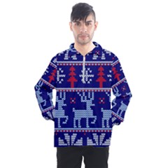 Knitted Christmas Pattern Men s Half Zip Pullover by Vaneshart