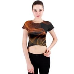 Circle Fractals Pattern Crew Neck Crop Top