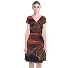 Circle Fractals Pattern Short Sleeve Front Wrap Dress