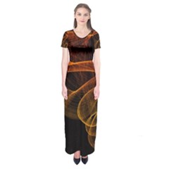 Circle Fractals Pattern Short Sleeve Maxi Dress