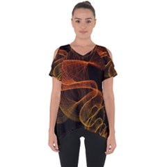 Circle Fractals Pattern Cut Out Side Drop Tee