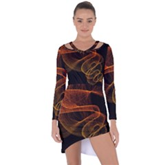 Circle Fractals Pattern Asymmetric Cut-out Shift Dress