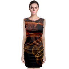 Circle Fractals Pattern Sleeveless Velvet Midi Dress