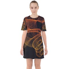 Circle Fractals Pattern Sixties Short Sleeve Mini Dress