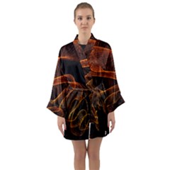 Circle Fractals Pattern Long Sleeve Satin Kimono