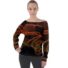 Circle Fractals Pattern Off Shoulder Long Sleeve Velour Top