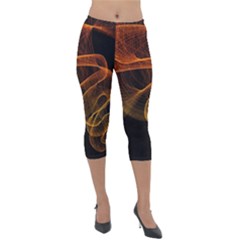 Circle Fractals Pattern Lightweight Velour Capri Leggings 