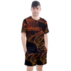 Circle Fractals Pattern Men s Mesh Tee And Shorts Set