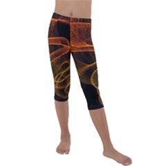 Circle Fractals Pattern Kids  Lightweight Velour Capri Leggings 